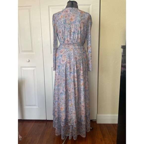 Laundry By Shelli Segal Long Sleeve Mesh Floral Maxi Dress • Size 14 🗣 - Picture 3 of 3